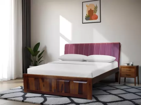 Regal Queen Bed with Burgundy Leatherite